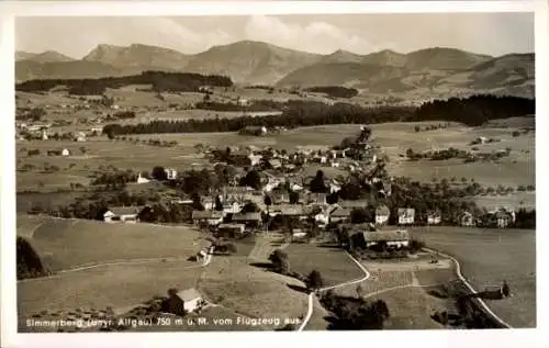 Ak Weiler Simmerberg im Allgäu, Panoramablick,  Flugzeugaufnahme, Landschaft