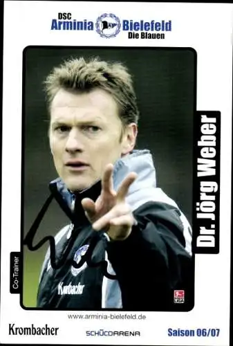 Autogrammkarte Co Trainer Dr. Jörg Weber, DSC Arminia Bielefeld, Autogramm