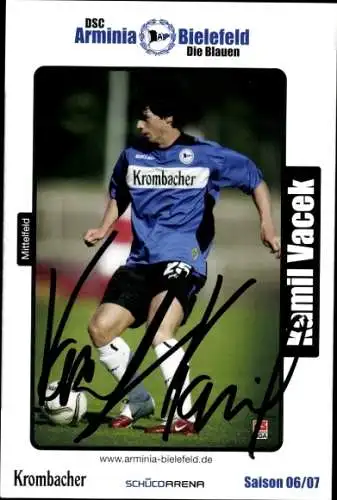 Autogrammkarte Fußballer Kamil Vacek, DSC Arminia Bielefeld, Autogramm