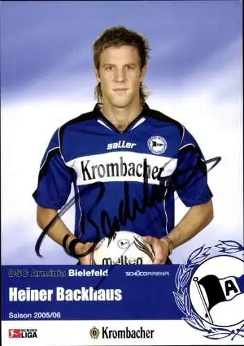 Autogrammkarte Fußballer Heiner Backhaus, DSC Arminia Bielefeld, Autogramm