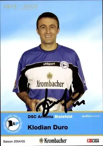 Autogrammkarte Fußballer Klodian Duro, DSC Arminia Bielefeld, Autogramm