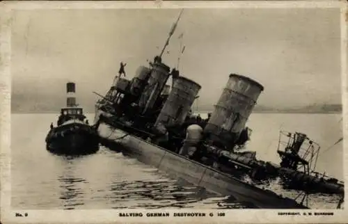 Ak Deutsches Kriegsschiff G 102, Bergung