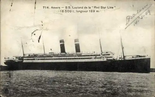 Ak RSL Dampfer SS Lapland, Red Star Line