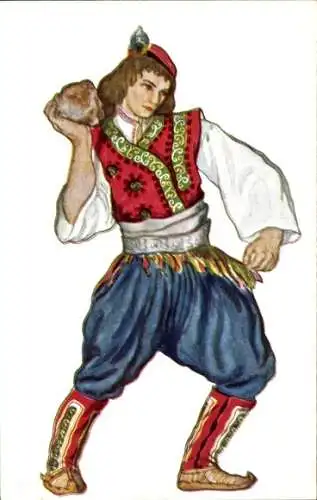 Künstler Ak Knin Kroatien, Mann in Dalmatinischer Volkstracht