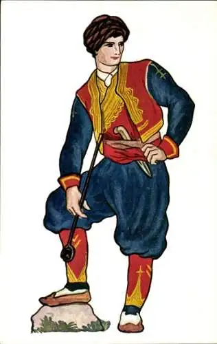 Ak Landmann aus Dubrovnik Kroatien, Mann in kroatischer Volkstracht