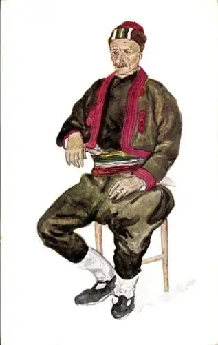 Ak Travnik Bosnien und Herzegowina, Mann in Volkstracht