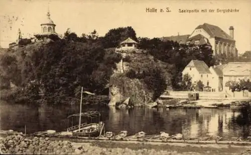 Ak Halle an der Saale, Saalepartie, Bergschänke
