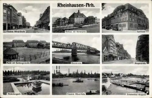 Ak Rheinhausen Duisburg im Ruhrgebiet, Körnerplatz, Brücke, Sparkasse