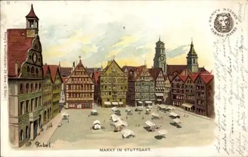 Künstler Litho Rubel, Blick auf den Markt, Remy's Stärke, Fabrik Marke