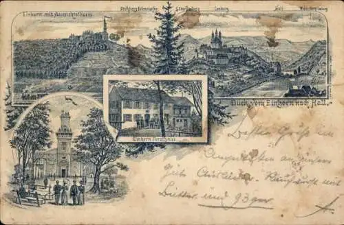 Litho Schwäbisch Hall in Württemberg, Einhorn, Aussichtsturm, Forsthaus