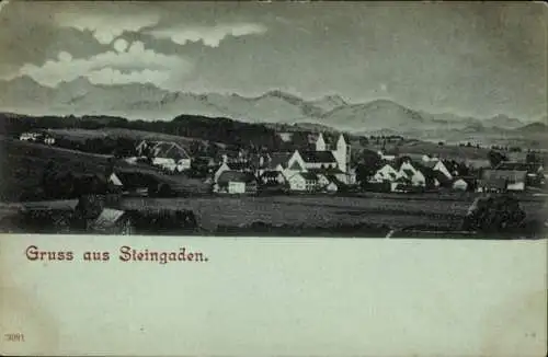 Mondschein Ak Steingaden in Oberbayern, Gesamtansicht