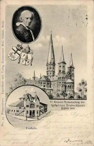 Künstler Ak Bloemerk, Bonn, 47. Generalversammlung der Katholiken 1900, Papst Leo XIII.
