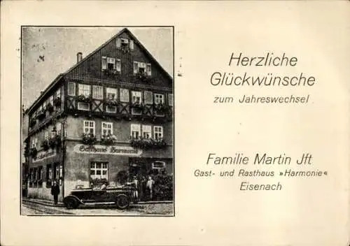 Ak Lutherstadt Eisenach in Thüringen, Gasthaus und Rasthaus Harmonie, Neujahr