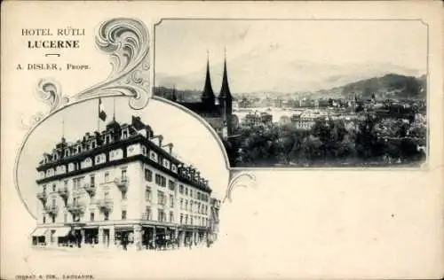 Ak Luzern Stadt Schweiz, Gesamtansicht, Hotel Rütli