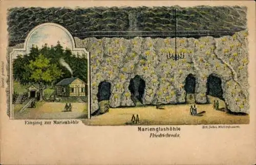 Litho Friedrichroda im Thüringer Wald, Eingang zur Marienhöhle, Marienglashöhle