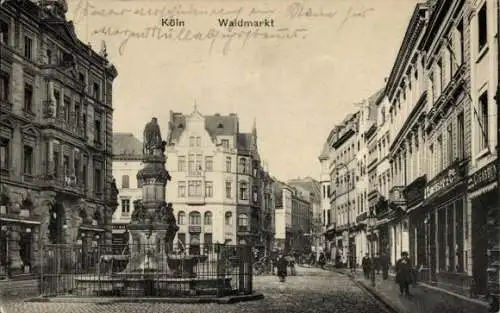 Ak Köln am Rhein, Waidmarkt, Brunnen