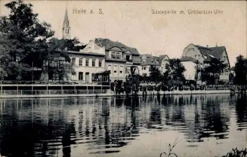 Ak Halle an der Saale, Saalepartie, Gröllwitzer Ufer