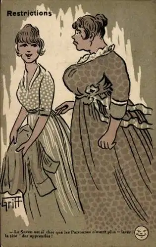 Künstler Ak Griff, Restrictions, Le Savon est si cher que les Patronnes n'osent plus