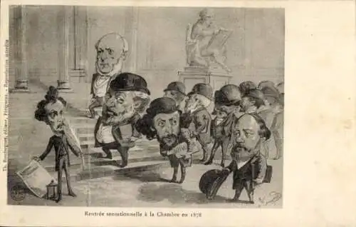 Künstler Ak Französische Politiker, Wiedereintritt in die Kammer 1878, Karikatur