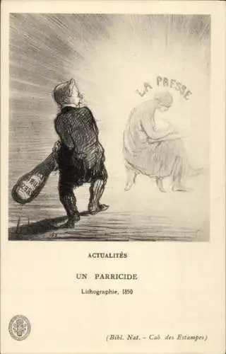 Künstler Ak Actualités, un Parricide, Litho 1850, la Presse