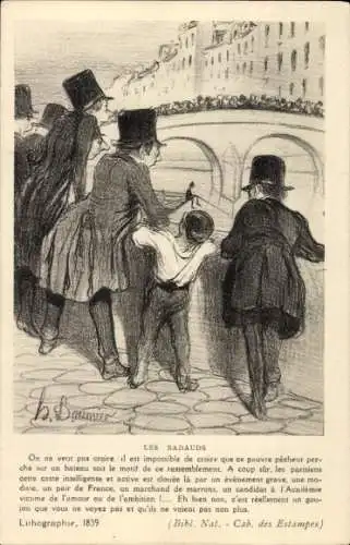 Künstler Ak Menschen auf der Brücke, Fest, Menschenansammlung