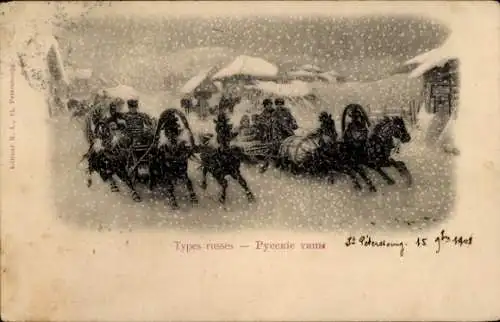 Ak Russische Typen, Pferdeschlitten