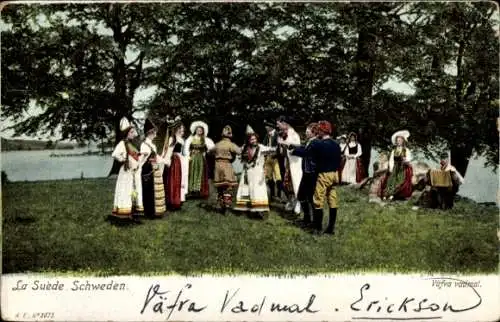 Ak Menschen in schwedischen Trachten