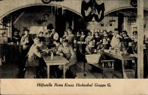 Ak Herbesthal Lontzen Wallonien Lüttich, Hilfsstelle Rotes Kreuz, Gruppe G