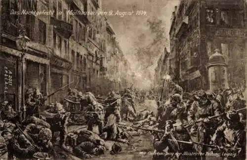 Ak Mulhouse Mülhausen Elsass Haut Rhin, Nachtgefecht 1914