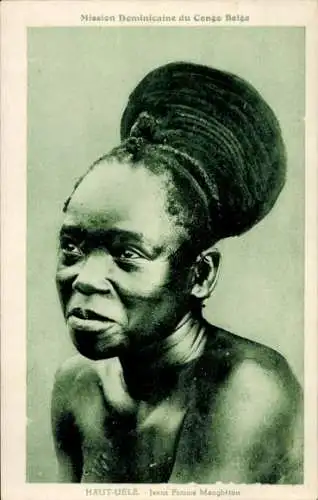 Ak Belgisch Kongo Demokratische Republik Kongo Zaire, junge Mangbétou Frau