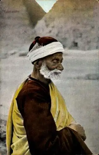 Ak Ägypten, Ein Beduine in traditioneller Kleidung, Pyramiden