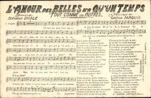 Lied Ak l'amour des Belles n'a Qu'untemps