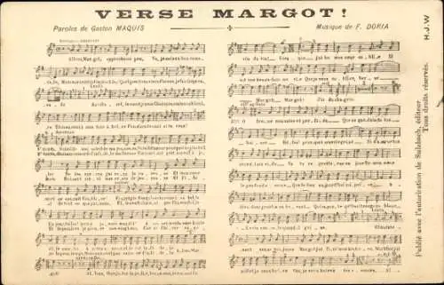 Lied Ak Verse Margot, Musik von F. Doria