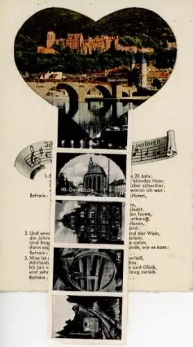 Lied Leporello Ak Heidelberg am Neckar, Schloss, Hl. Geistkirche, Bergbahn, Fass