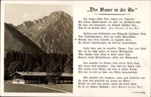Ak Bad Wiessee in Oberbayern, Bauer in der Au, Gedicht von Detterling
