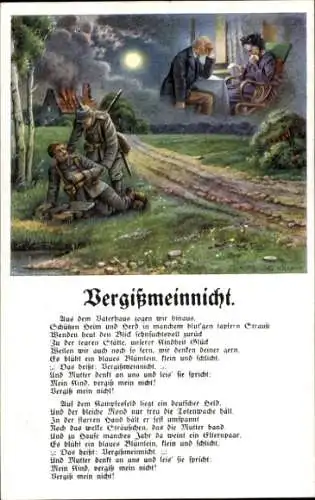 Ak Vergissmeinnicht, Sterbende Soldaten und Eltern