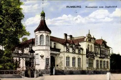 Ak Rumburk Rumburg Region Aussig, Restaurant zum Jagdschloß, Altdeutscher-Café, historische Ar...