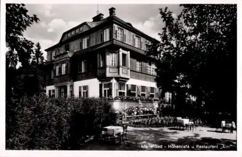 Ak Mariánské Lázně Marienbad Reg. Karlsbad, Höhencafe und Restaurant Alm