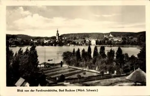Ak Buckow in der Märkischen Schweiz, Blick von der Ferdinandshöhe, Kirche