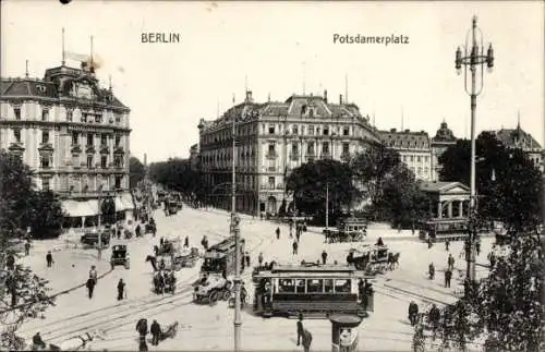 Ak Berlin Tiergarten, Potsdamer Platz, Straßenbahn