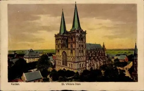 Ak Xanten am Niederrhein, St. Viktors-Dom, historisches Gebäude mit zwei Türmen