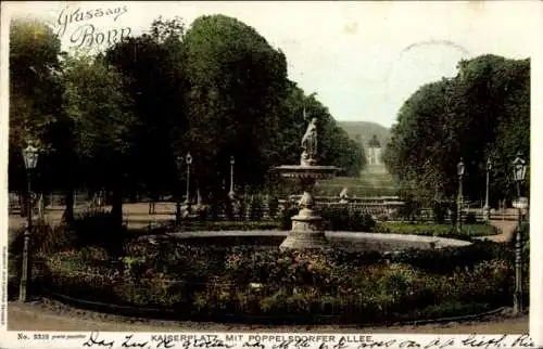 Ak Poppelsdorf Bonn am Rhein, Kaiserplatz, Poppelsdorfer Allee, Brunnen, Parkanlagen, Laternen