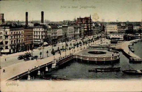Ak Hamburg Mitte Neustadt, Dammtor, Alter und neuer Jungfernstieg, Hafenansicht, historische A...