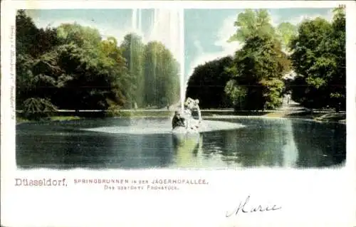 Ak Düsseldorf am Rhein, Springbrunnen in der Jägerhofallee