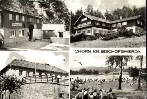 Ak Ohorn in Sachsen, Mittelschänke, Jugendherberge, Freibad, Kindergarten