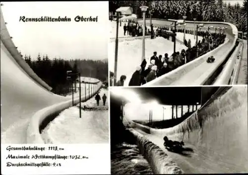 Ak Oberhof im Thüringer Wald, Rennschlittenbahn