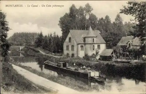 Ak Montargis Loiret, MONTARGIS, Le Canal, malerische Landschaft, Boot auf dem Wasser