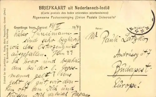 Ak Garoet Garut Java Indonesien, Idyllische Landschaft, Fischteich, Kokospalmen, Tjipanas