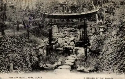 Ak Kobe Präfektur Hyogo Japan, Das Tor, Gartenansicht, Torii, Steine, Hotel