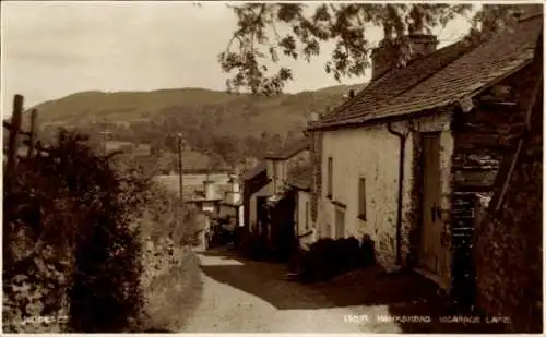 Ak Hawkshead Cumbria England, Vicarage Lane